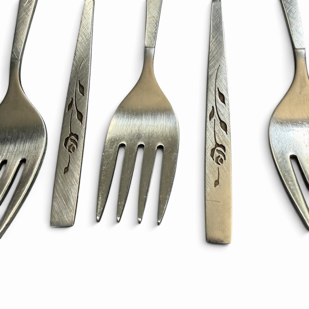 Oneidacraft Deluxe Stainless Capistrano 6 1/4" Salad Fork Set of 6 Oneida Rose